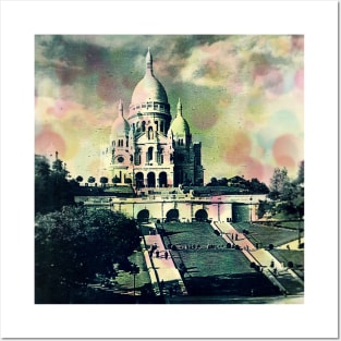 Sacré Coeur vintage Photo with colorful dots Posters and Art